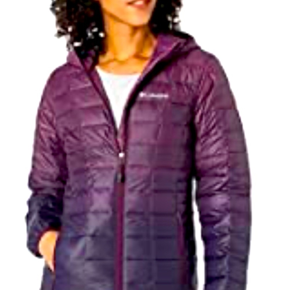 Columbia Women's Voodoo Falls 590 Turbodown Gradient Black Cherry Hooded Jacket